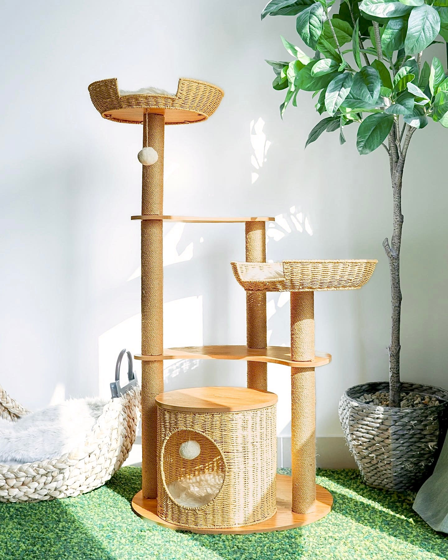 wicker cat tree